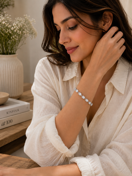 Rectangular Crystal Link Bracelet -  | Harsh Jewellers