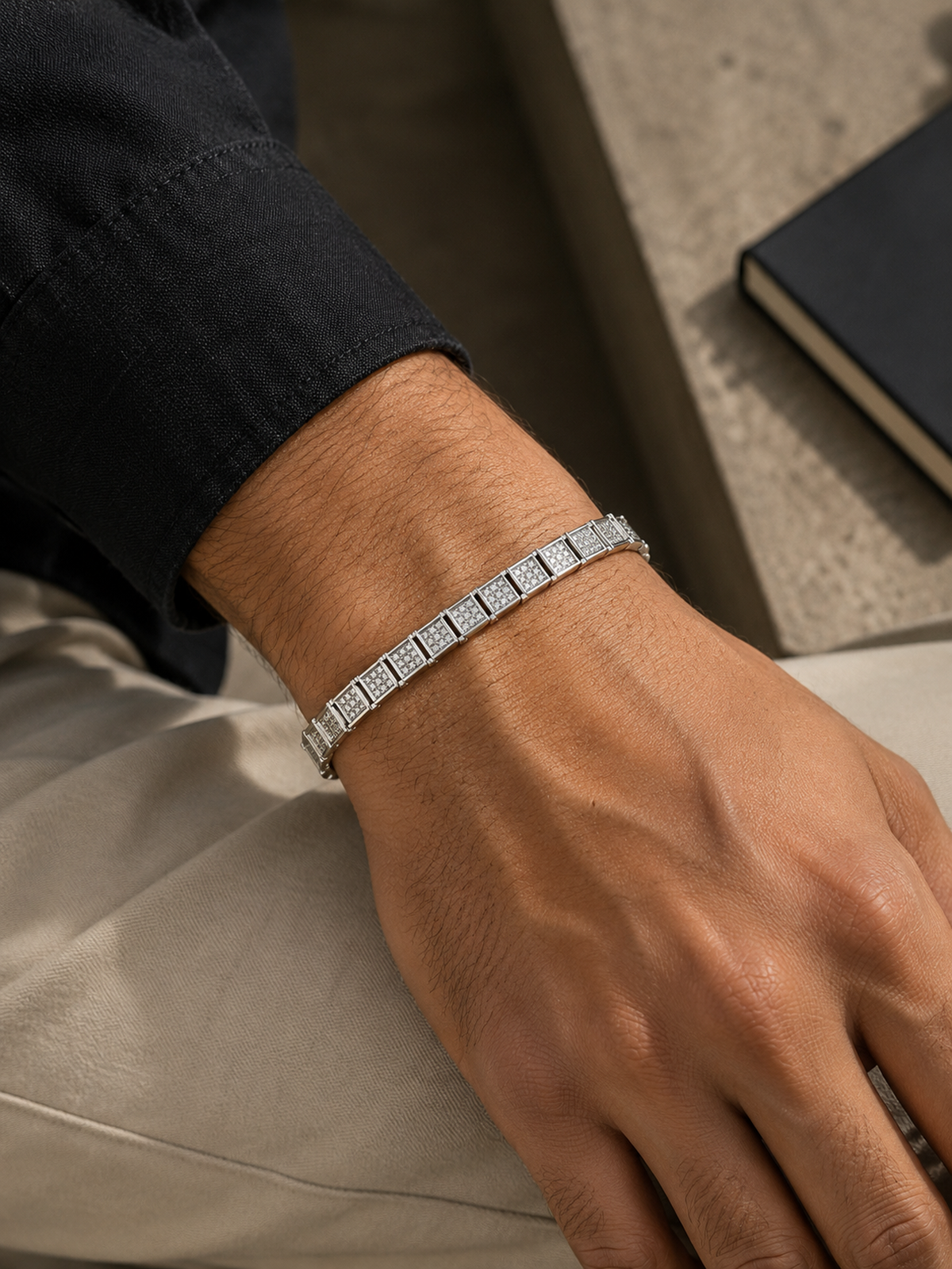 Rectangular Link Bracelet - 925 Sterling Silver | Harsh Jewellers