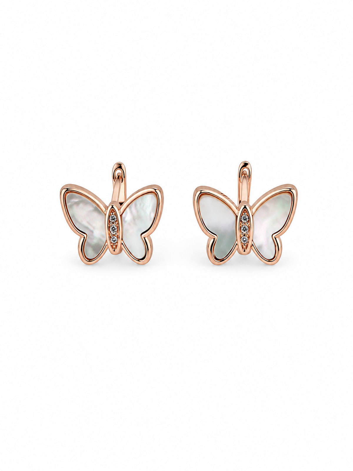 Rose Gold Butterfly Mother of Pearl Earrings - sterling silver | Harsh Jewellers