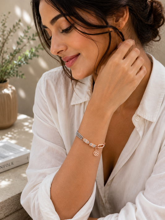 Rose Gold Multi-Chain Charm Bracelet -  | Harsh Jewellers