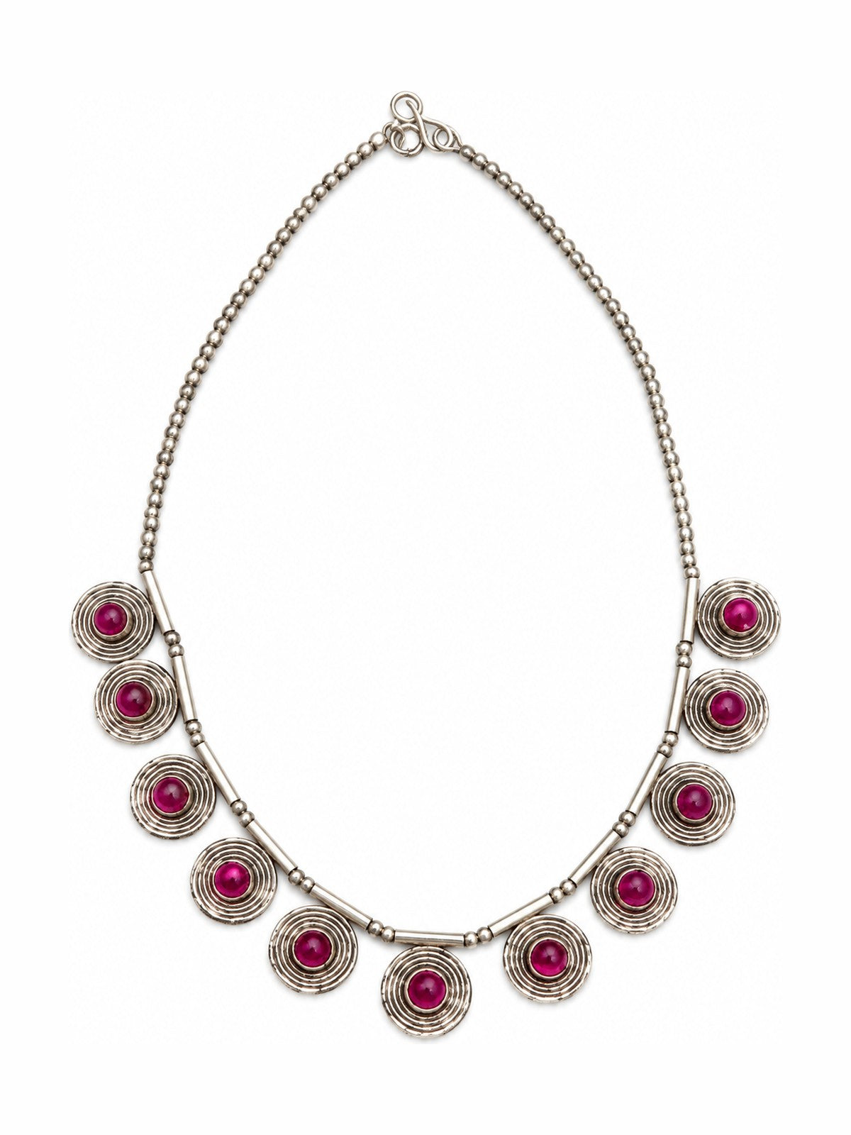 Rosette Disc Necklace - 925 Sterling Silver | Harsh Jewellers
