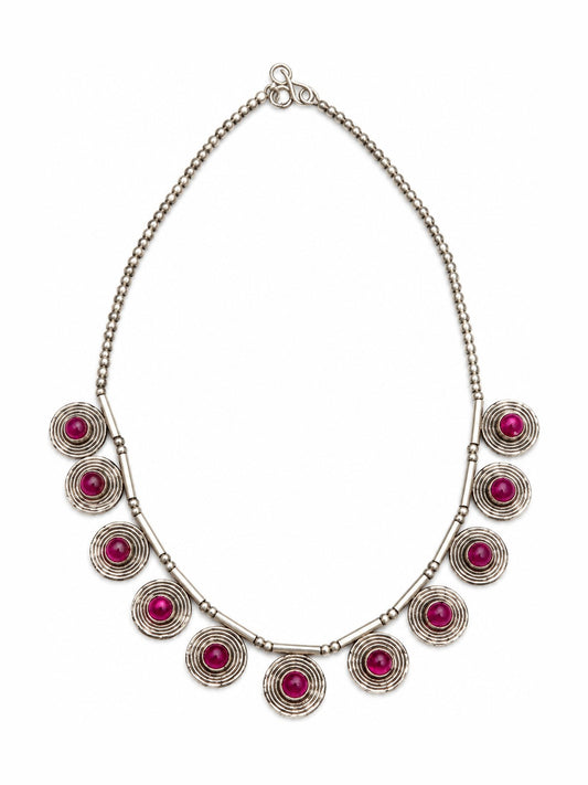 Rosette Disc Necklace - 925 Sterling Silver | Harsh Jewellers