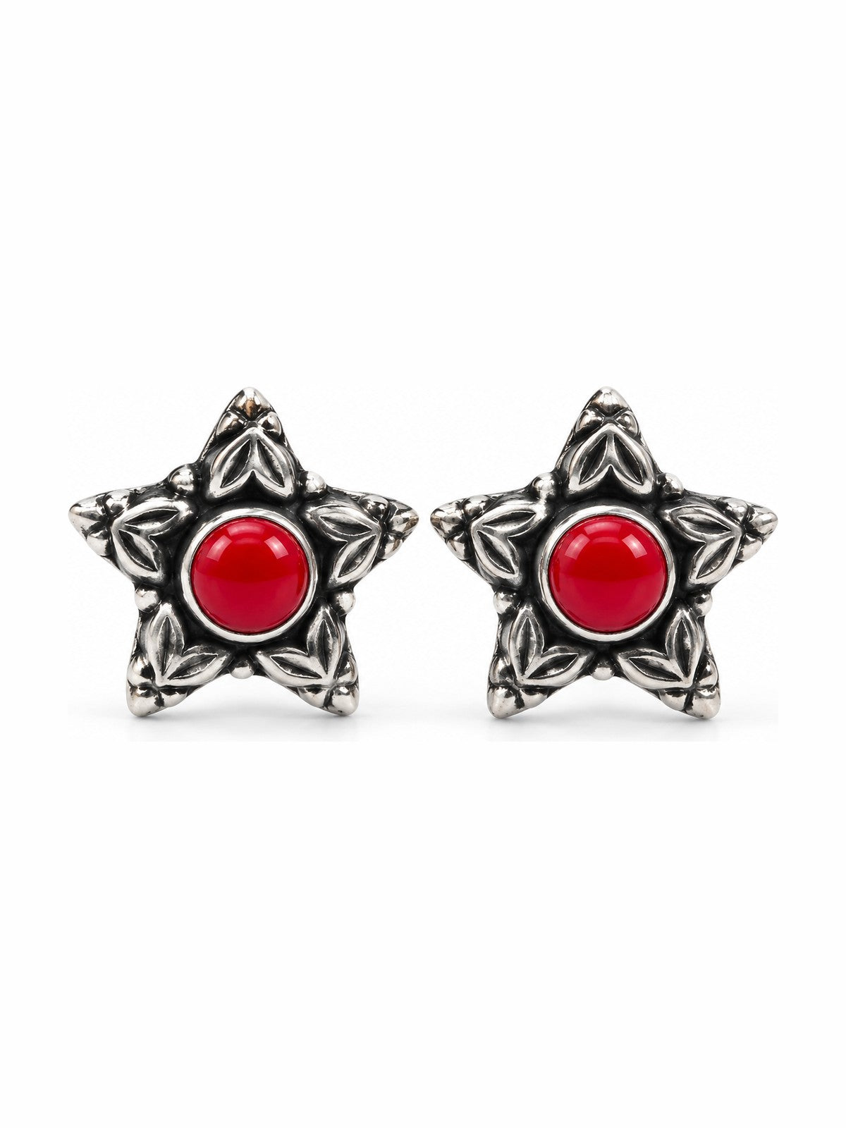 Ruby Starburst Studs - 925 Sterling Silver | Harsh Jewellers