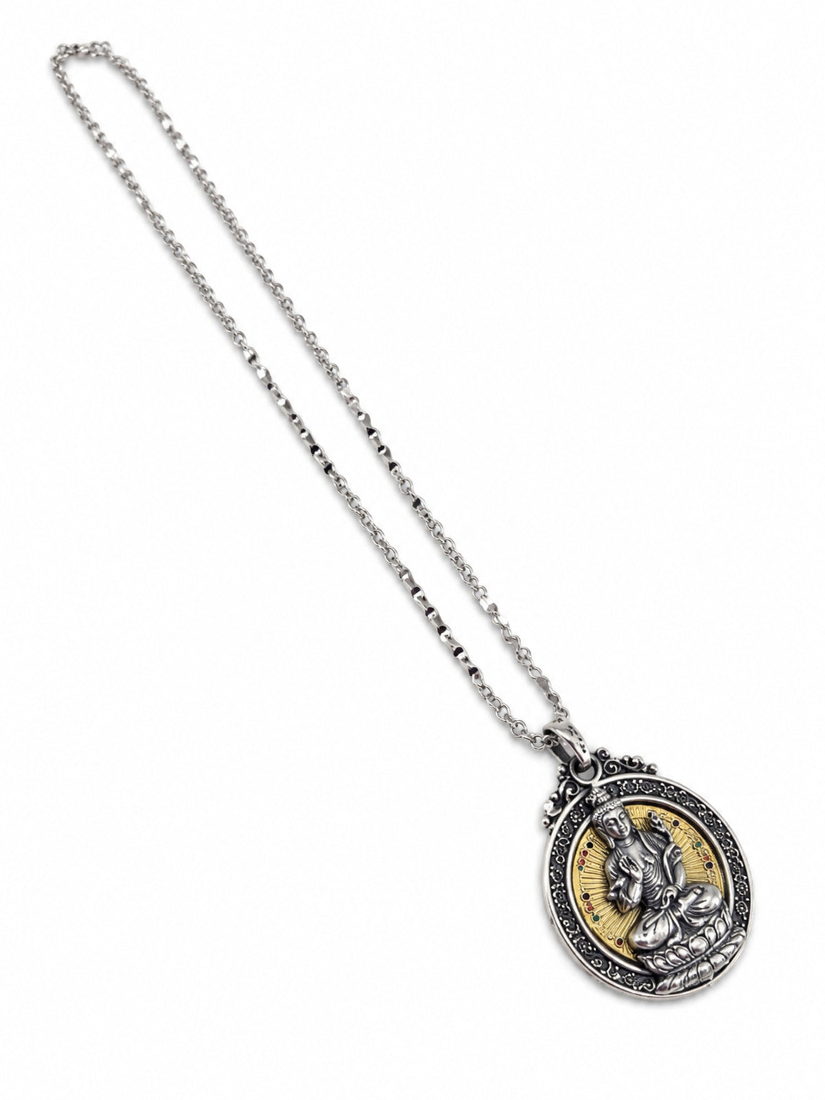Sacred Buddha Medallion Pendant - 925 Sterling Silver | Harsh Jewellers