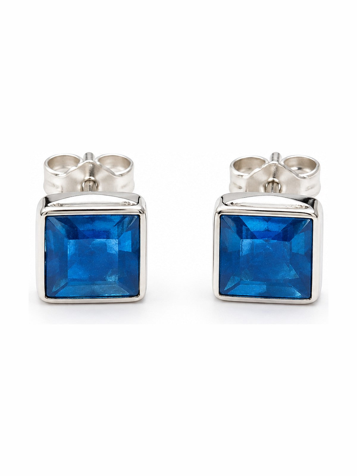 Sapphire Block Studs - 925 Sterling Silver | Harsh Jewellers