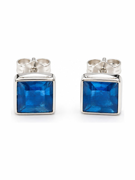 Sapphire Block Studs - 925 Sterling Silver | Harsh Jewellers