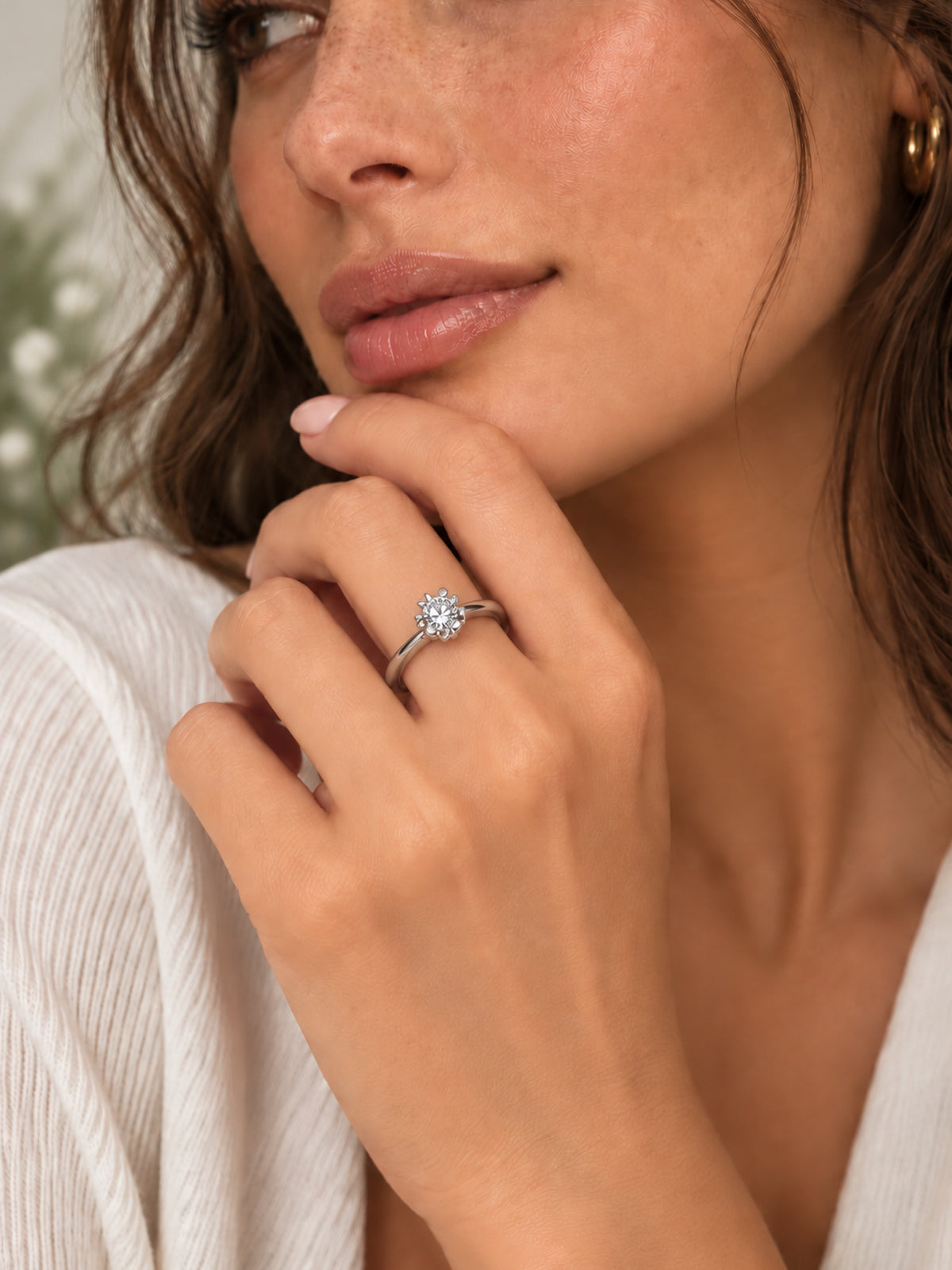 Scalloped Halo Solitaire Adjustable Ring - One Size | Harsh Jewellers