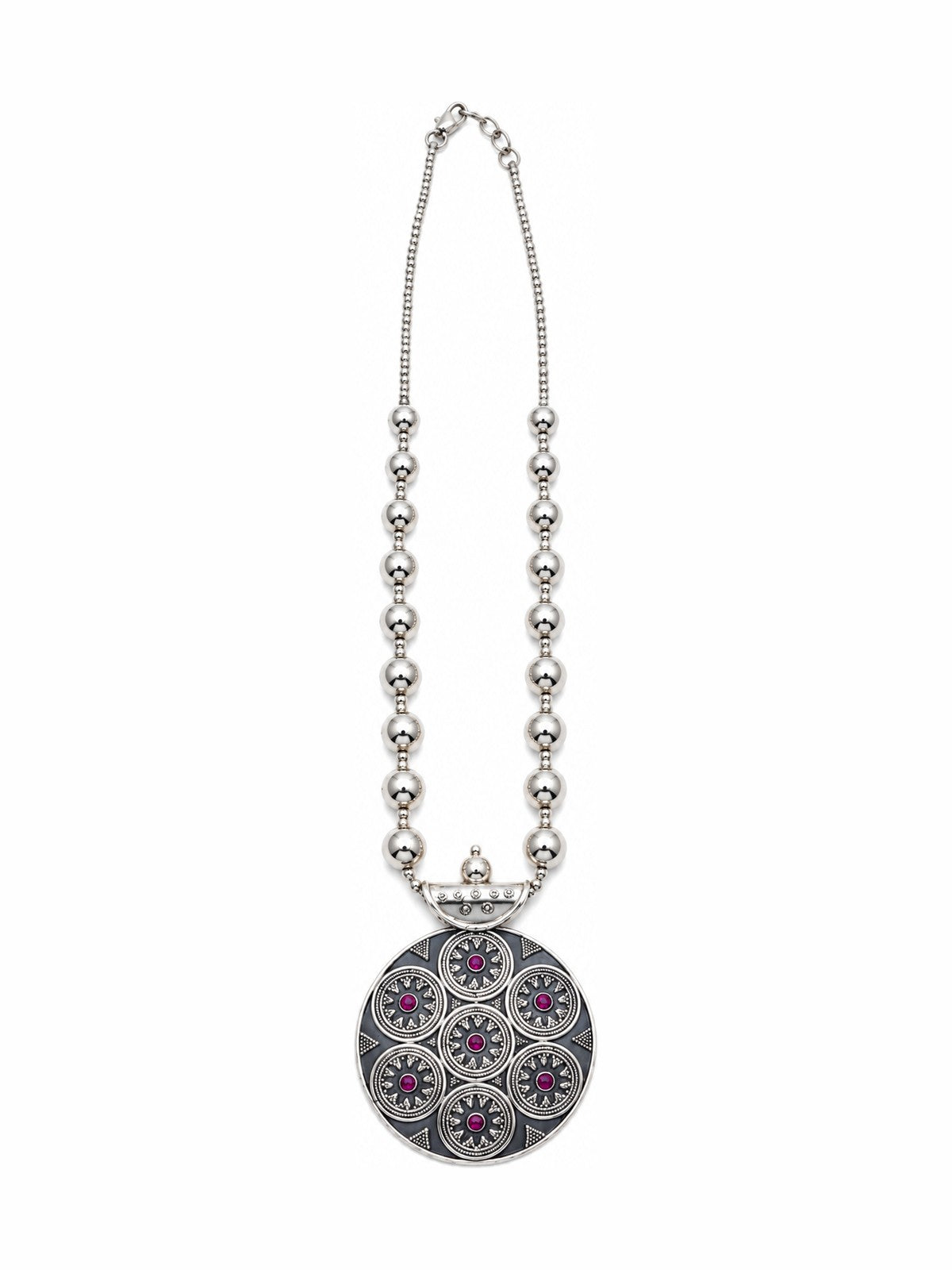 Seven Blossom Medallion Necklace - 925 Sterling Silver | Harsh Jewellers