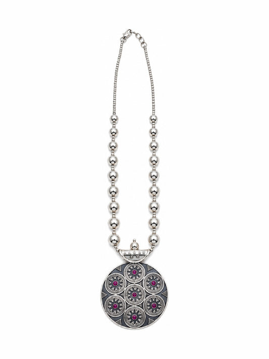 Seven Blossom Medallion Necklace - 925 Sterling Silver | Harsh Jewellers