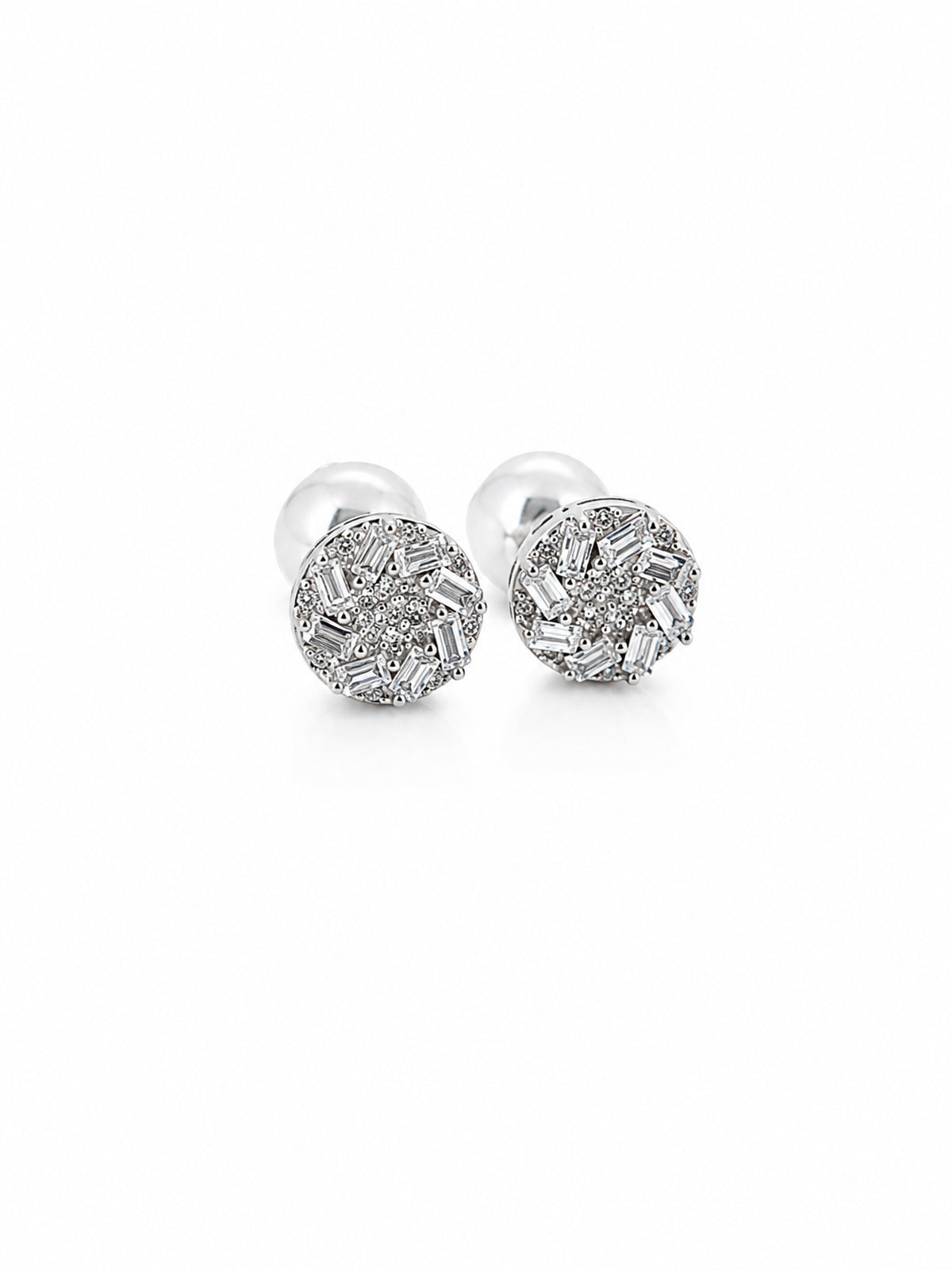 Silver Baguette Cluster Stud Earrings - sterling silver | Harsh Jewellers