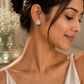 Silver Baguette Halo Stud Earrings - sterling silver | Harsh Jewellers