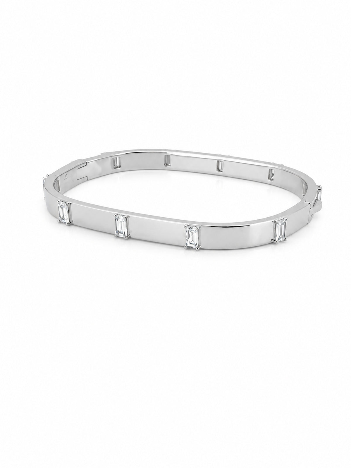 Silver Baguette Stone Kadda Bracelet - sterling silver | Harsh Jewellers
