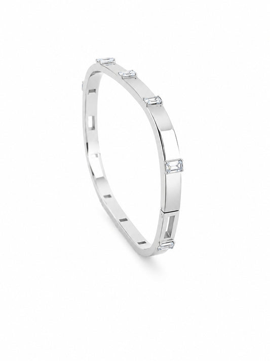 Silver Baguette Stone Kadda Bracelet - sterling silver | Harsh Jewellers