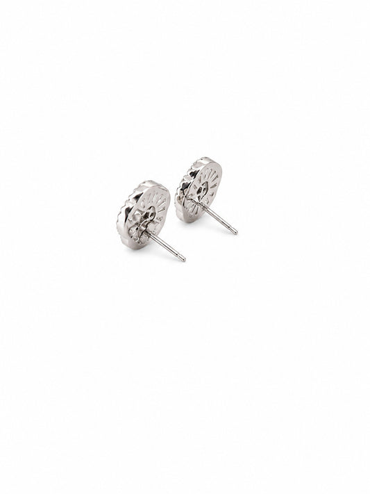 Silver Floral Baguette CZ Stud Earrings - sterling silver | Harsh Jewellers