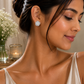 Silver Floral Baguette CZ Stud Earrings - sterling silver | Harsh Jewellers
