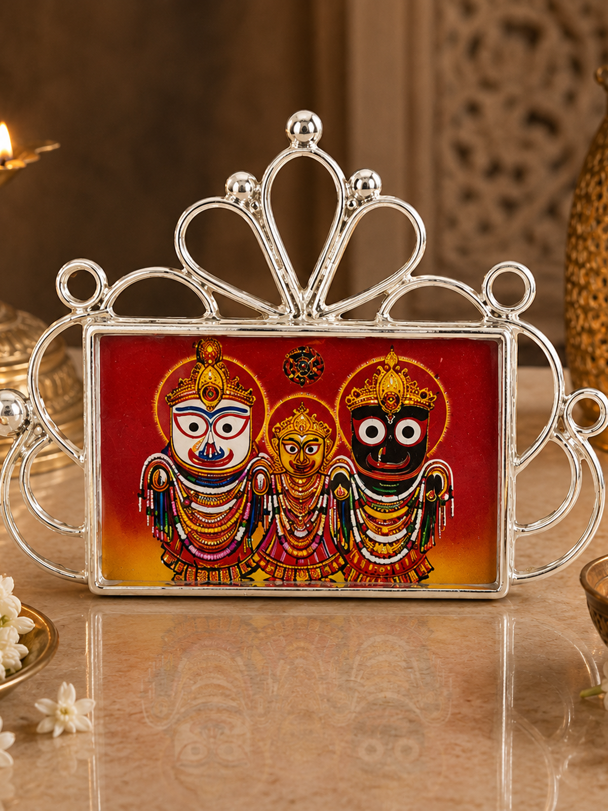Silver Jagannath Devotional Frame - sterling silver | Harsh Jewellers