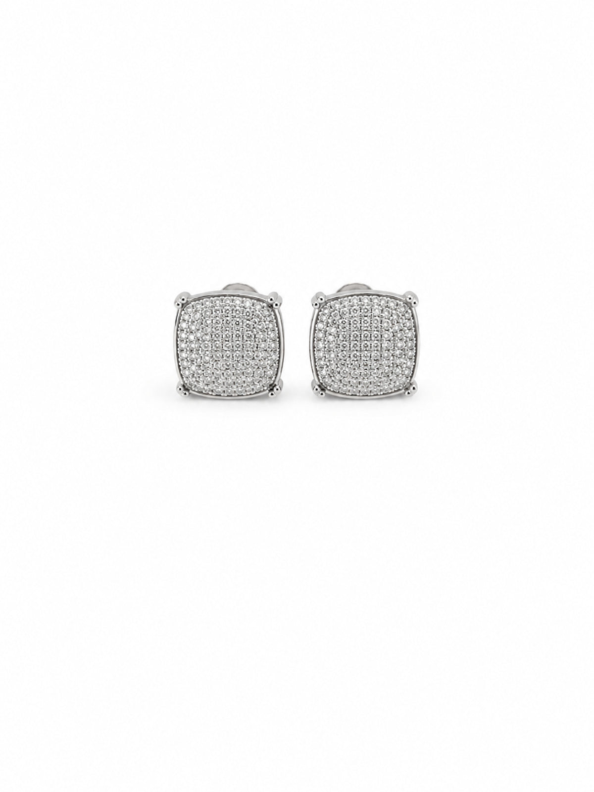 Silver Pavé Square Stud Earrings - sterling silver | Harsh Jewellers