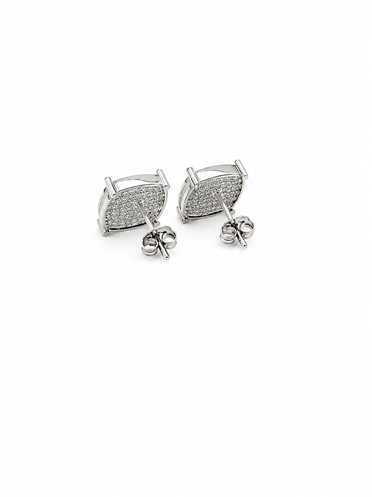Silver Pavé Square Stud Earrings - sterling silver | Harsh Jewellers
