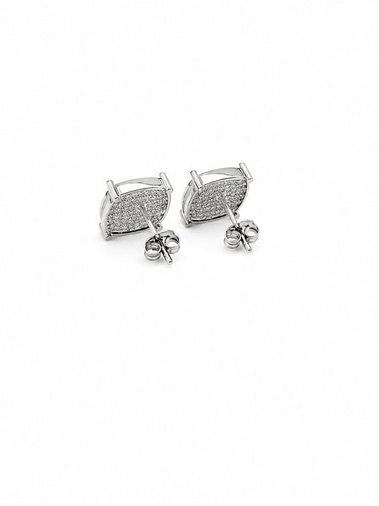 Silver Pavé Square Stud Earrings - sterling silver | Harsh Jewellers