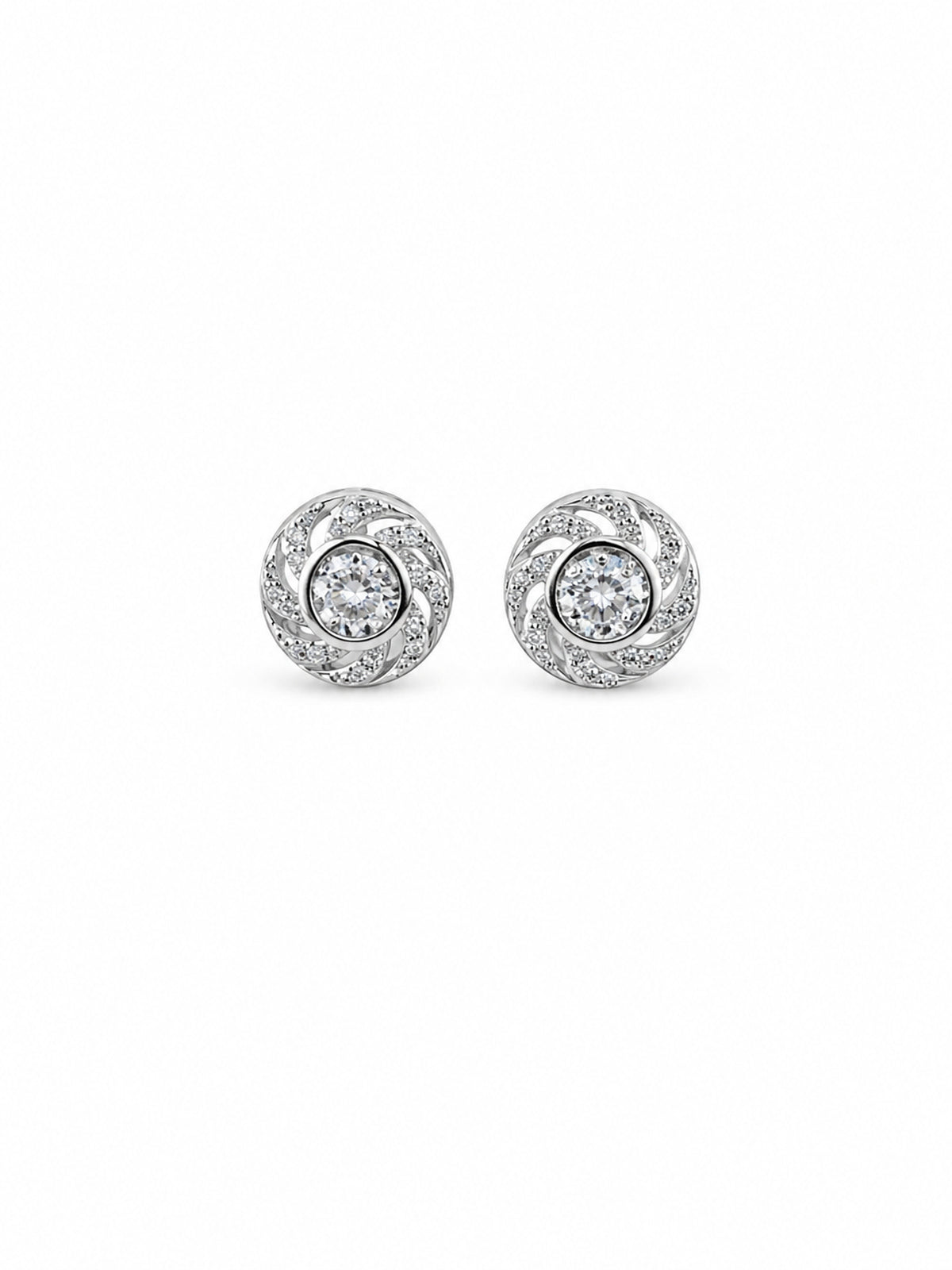 Silver Spiral CZ Stud Earrings - sterling silver | Harsh Jewellers