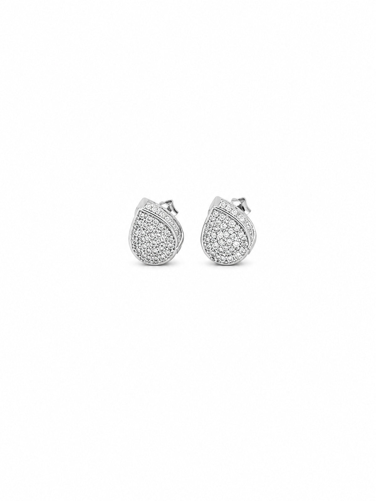 Silver Teardrop Pavé Stud Earrings - sterling silver | Harsh Jewellers