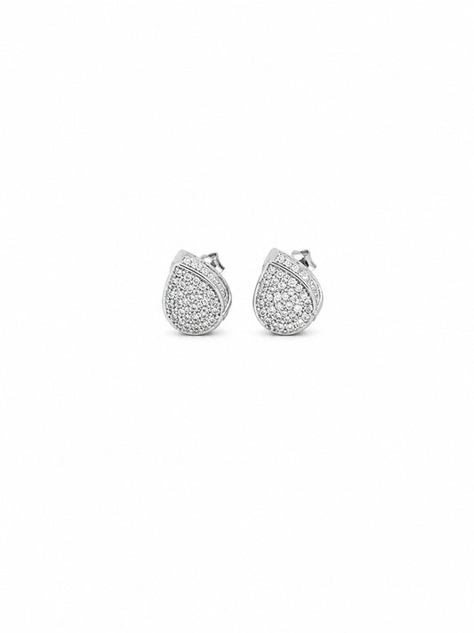 Silver Teardrop Pavé Stud Earrings - sterling silver | Harsh Jewellers