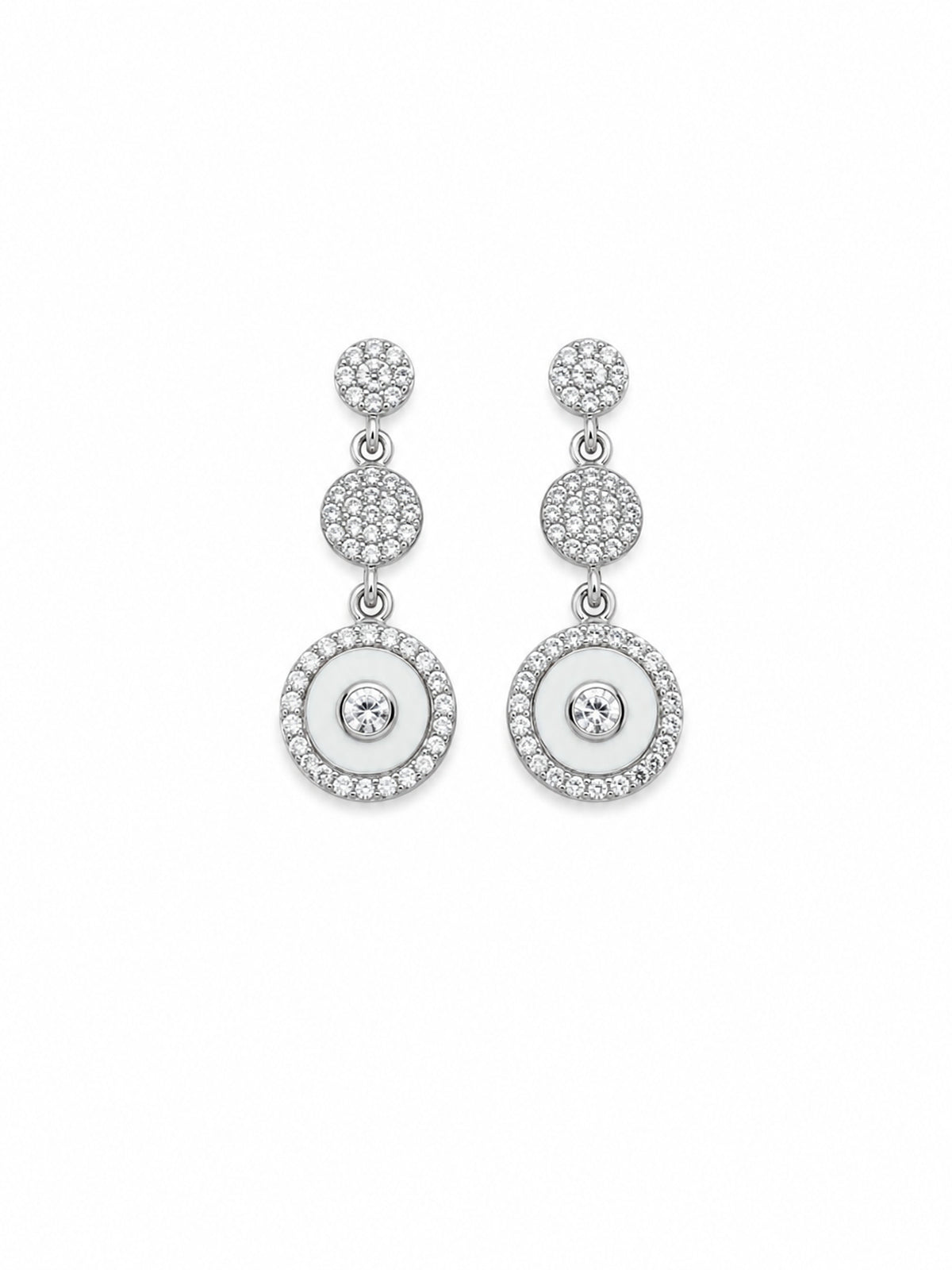 Silver Triple-Circle Drop Earrings - sterling silver | Harsh Jewellers
