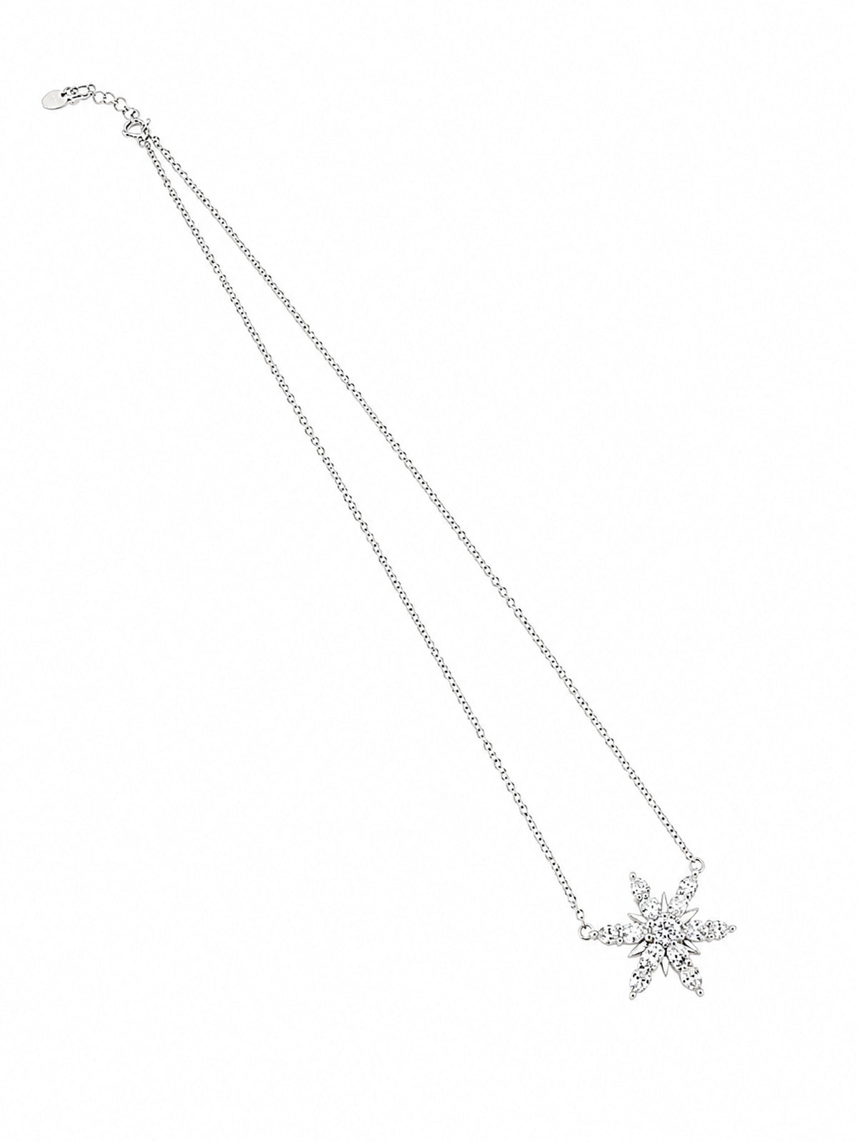 Snowflake Crystal Chain Pendant - 925 Sterling Silver | Harsh Jewellers