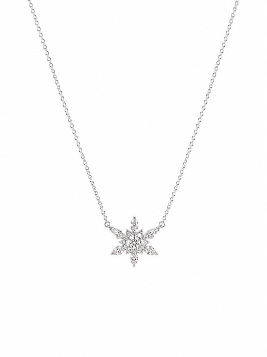 Snowflake Crystal Chain Pendant - 925 Sterling Silver | Harsh Jewellers