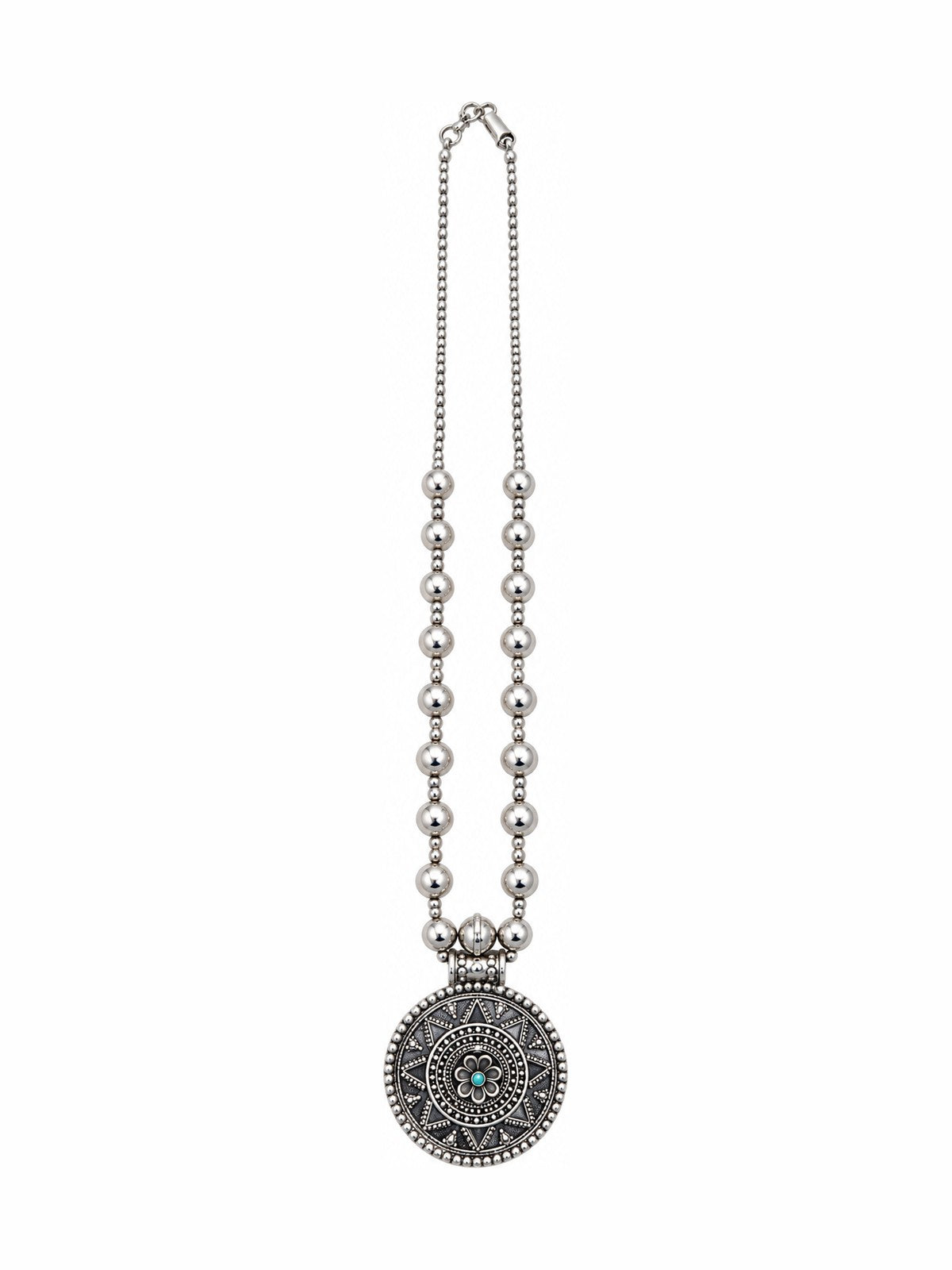 Sunburst Oval Necklace - 925 Sterling Silver | Harsh Jewellers