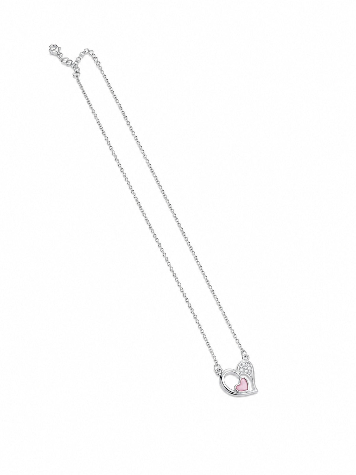 Sweetheart Double Heart Silver Chain Pendant - 925 Sterling Silver | Harsh Jewellers