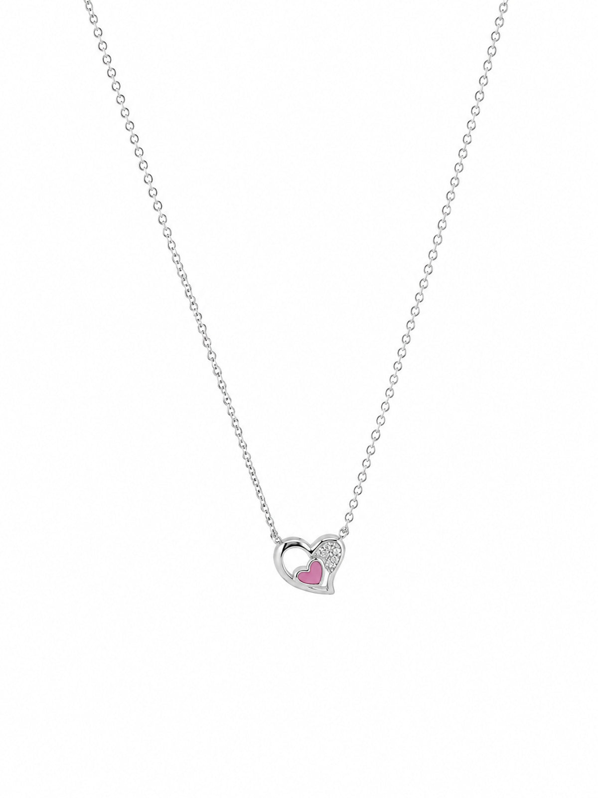 Sweetheart Double Heart Silver Chain Pendant - 925 Sterling Silver | Harsh Jewellers