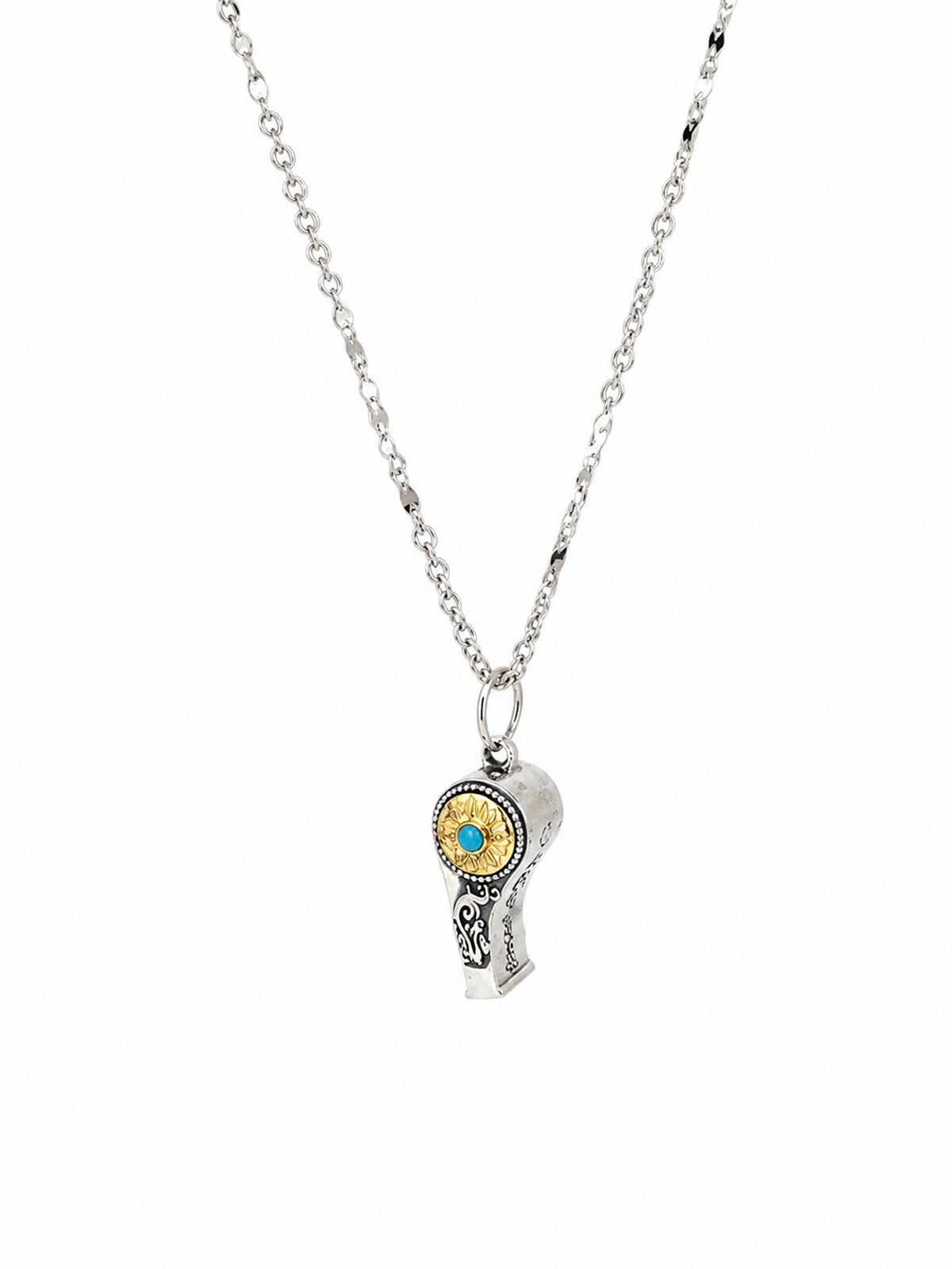Turquoise Knight Helmet Pendant - 925 Sterling Silver | Harsh Jewellers