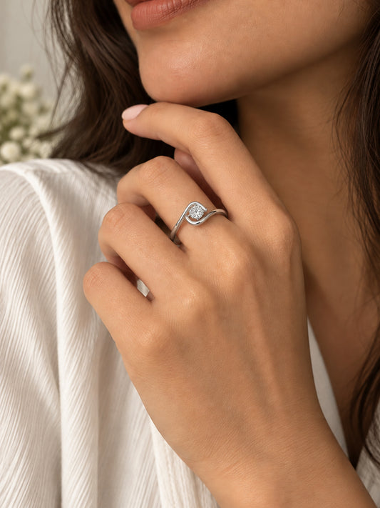 Twist Solitaire Adjustable Ring - One Size | Harsh Jewellers