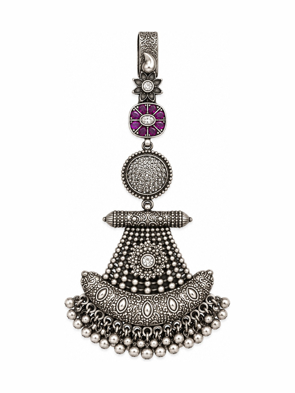 Violet Fan Pendant - 925 Sterling Silver | Harsh Jewellers