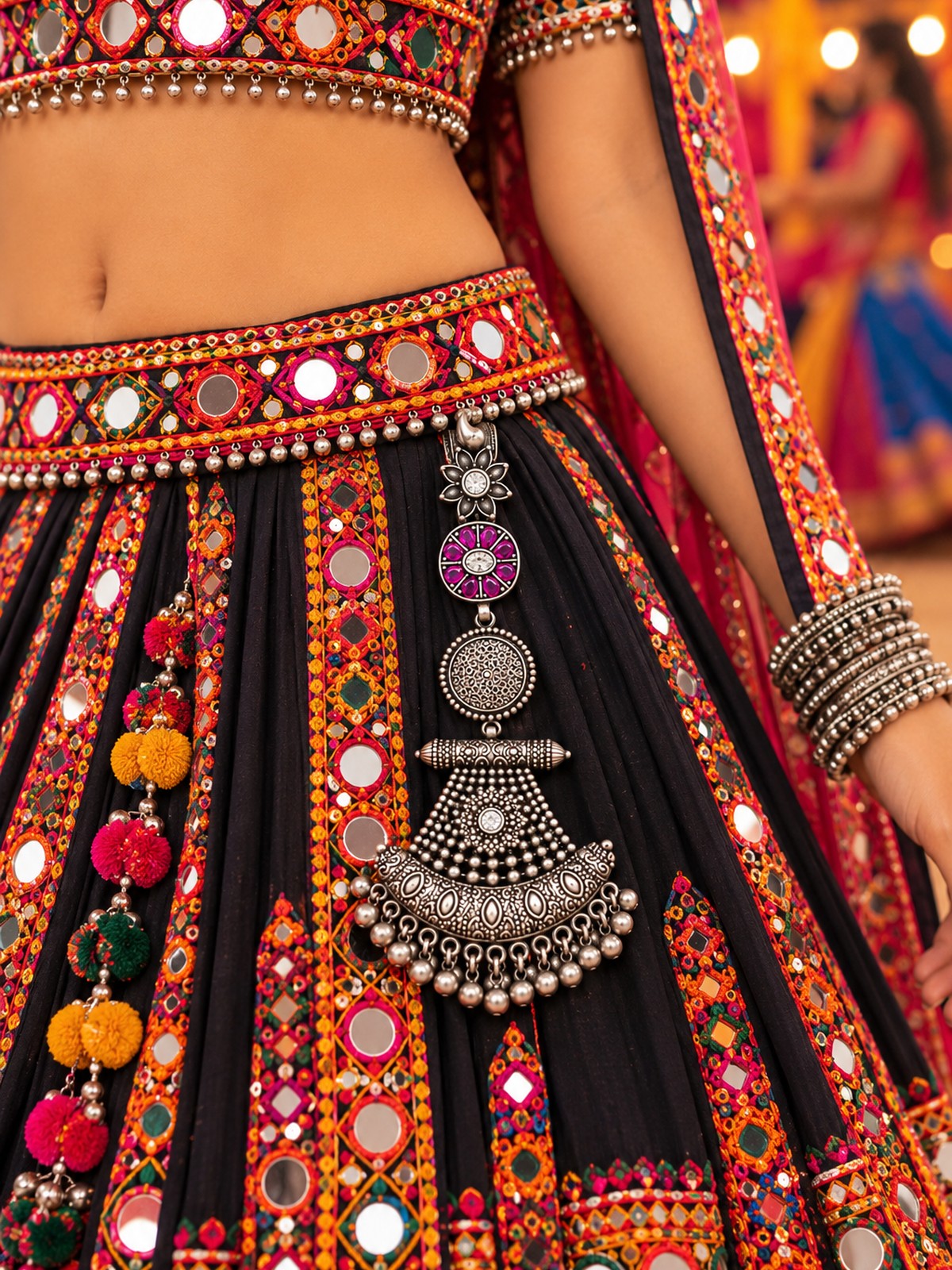 Model wearing Violet Fan Pendant in 925 sterling silver | Harsh Jewellers