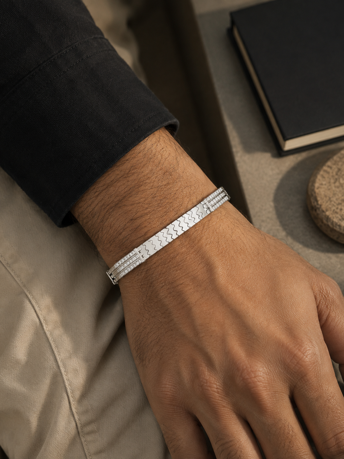 Wave Link Bracelet - 925 Sterling Silver | Harsh Jewellers
