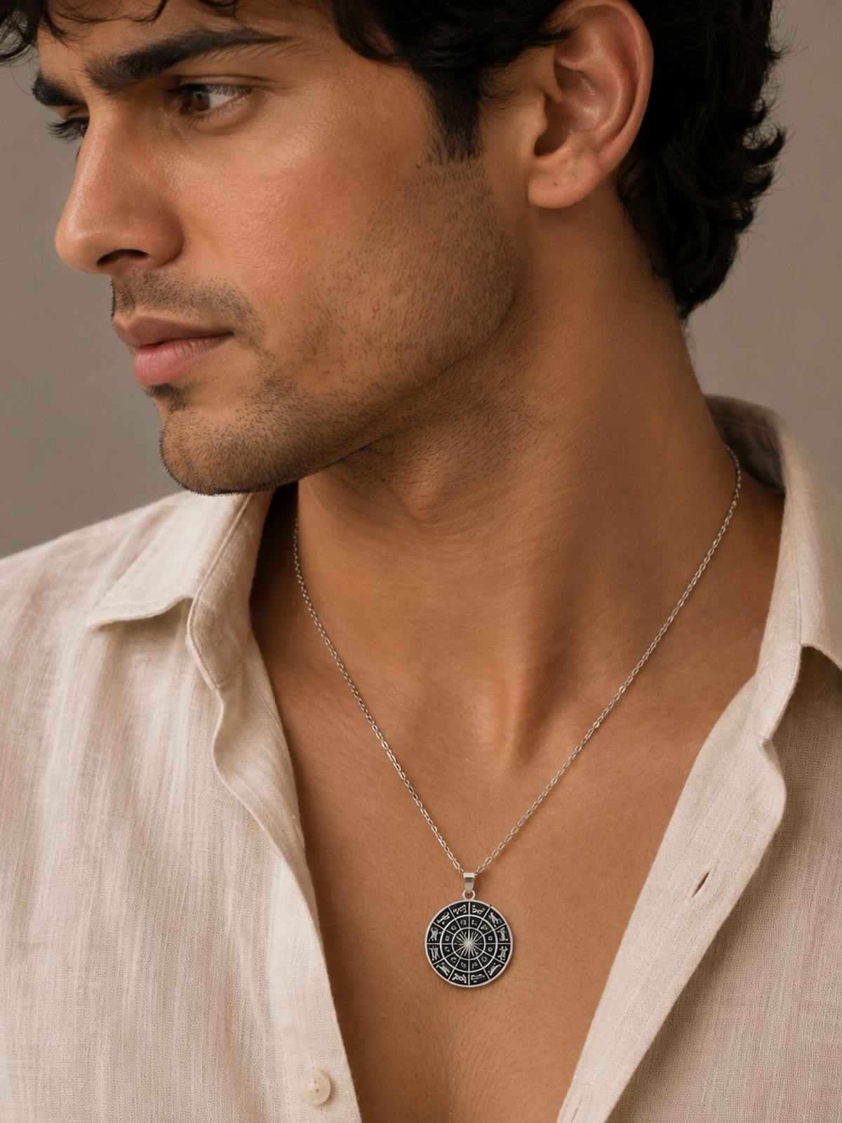 Zodiac Wheel Pendant - 925 Sterling Silver | Harsh Jewellers